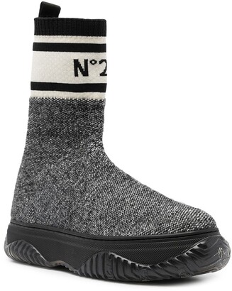 No.21 Logo-Print Sock-Style Sneakers