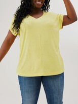 Thumbnail for your product : V By Very Curve Linen Mix V-Neck T-Shirt - Yellow