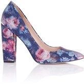 Thumbnail for your product : Little Mistress Footwear Asteria Navy Floral Embellished Block Heel Court Shoes
