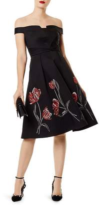 Karen Millen Embroidered Off-the-Shoulder Dress