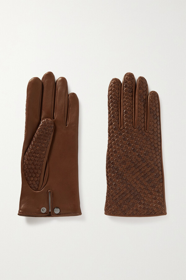 Agnelle Chloe Woven Leather Gloves - Brown - ShopStyle