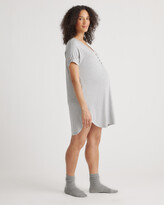 Thumbnail for your product : Quince Bamboo Jersey Maternity & Nursing Button Front Nightgown and Robe Set