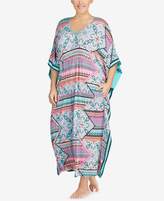 Thumbnail for your product : Ellen Tracy Plus Size Printed Stripe-Trimmed Caftan