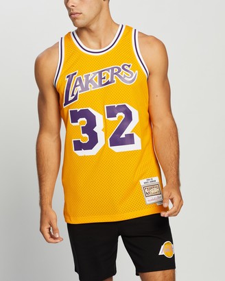 Mitchell & Ness Men's Yellow Basketball - NBA Swingman Jersey - Lakers - Size L at The Iconic
