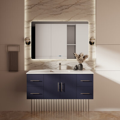 Lexora Geneva 48" Wall-Mounted Single Bathroom Vanity Set