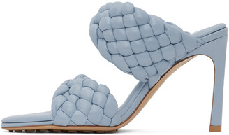 Bottega Veneta Blue Intrecciato Curve Heeled Sandals