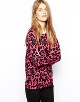 Thumbnail for your product : Vila Ceros Leopard Print Jumper - Rasberry sorbet with