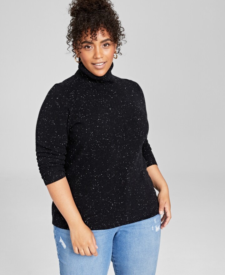 women's plus size black turtleneck sweater