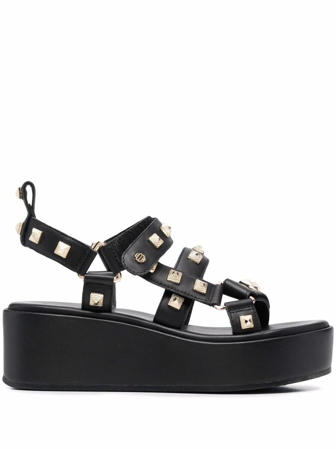 studded black platform sandals