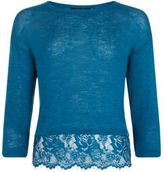 Thumbnail for your product : New Look Teens Teal Textured Lace Trim Jumper