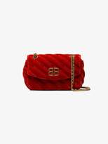 Balenciaga Red Palladium Small Velvet Shoulder Bag