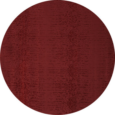 Williston Forge Dazja Damask Machine Woven Round 4' Wool/Polyester Area Rug in Red/Dark Red