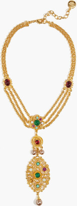 Ben-Amun 24-Karat Gold-Plated Crystal, Faux Pearl And Stone Necklace