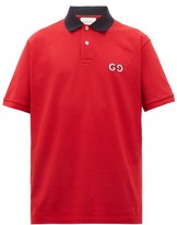 Thumbnail for your product : Gucci Logo-embroidered Cotton-blend Pique Polo Shirt - Red