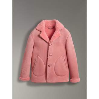 Burberry Leather Trim Shearling Jacket