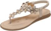 Thumbnail for your product : BIGTREE Women Thong Sandals Summer Beach Bohemian Shiny Rhinestone Flower Flats Sandals