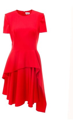 Alexander McQueen Asymmetric Short Sleeve Dress
