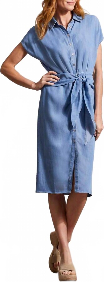 Tribal Tencel Shirt Dress In Tide Blue