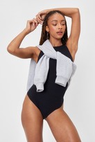 Thumbnail for your product : Nasty Gal Womens Racerback Ribbed High Leg Bodysuit - White - 6, White