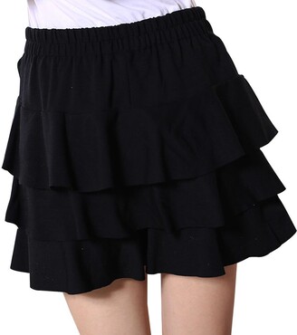 Kangqifen Women Summer High Waist Layered Ruffle Wide Leg Shorts Look Like  Skirts Black 16 - ShopStyle