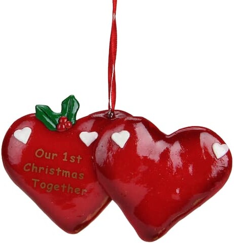 Roman 4.25" Red Our 1st Christmas Together Hearts Christmas Ornament