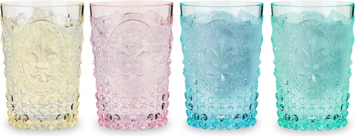 Twine Shatterproof Acrylic Embossed Tumblers in Assorted Colors Set of 4