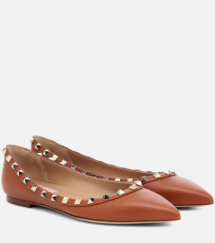 Valentino Garavani Rockstud leather ballet flats - ShopStyle