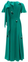 Thumbnail for your product : Erdem Kirstie Floral-beaded Bias-cut Silk Dress - Green