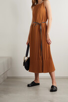 Thumbnail for your product : Proenza Schouler White Label Belted Pleated Crepe De Chine Midi Dress - Brown