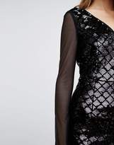 Thumbnail for your product : Vila Sequin Shift Dress With Mesh Sleeves