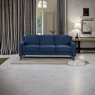 Latitude Run Shonica 77.14'' Velvet Square Arm Sofa