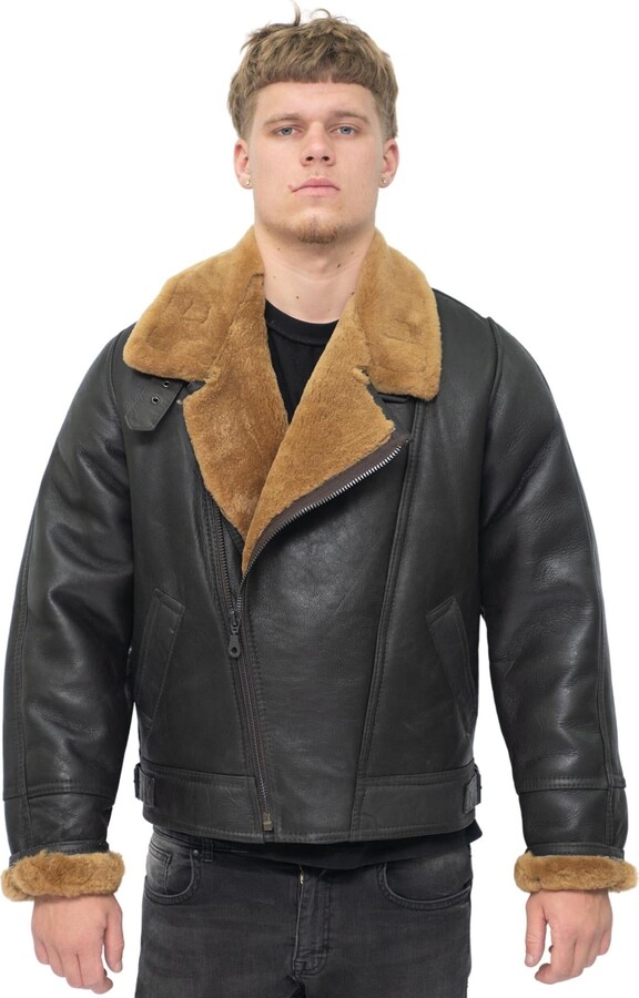 Infinity Leather Mens Sheepskin Leather WW2 Bomber Jacket-Haverhill