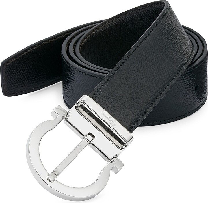 Ferragamo Men's Gancio Buckle Adjustable Cut-to-Size Reversible Belt - Nero - Size 32