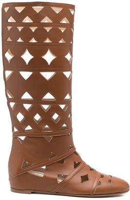 Casadei Cut-Out Leather Boots