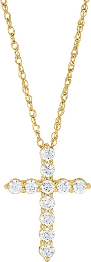 Grown With Love Lab Grown Diamond Cross Pendant Necklace (1 ct. t.w.) in 14k White or Yellow Gold, 16\