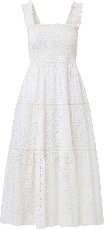 Change of Scenery Neutrals / White Kristen Cotton Lace Dress In Seaside Eyelet Fresh White