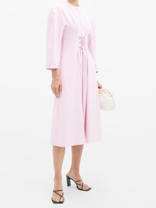 Tibi Lace-up Crepe Midi Dress - Light Pink