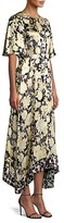Thumbnail for your product : Rebecca Taylor Gold Leaf Floral Silk Midi Dress