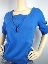 Thumbnail for your product : BCBGMAXAZRIA NWT 3/4 Sleeve Zipper V-Neck Pullover Wool Sweater