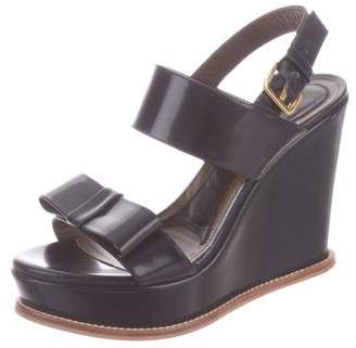 Marni Bow-Accented Wedge Sandals