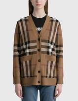 Thumbnail for your product : Burberry Check Wool Cashmere Jacquard Oversized Cardigan