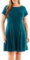 Thumbnail for your product : Studio 1 Cap-Sleeve Textured Fit-and-Flare Dress - Plus