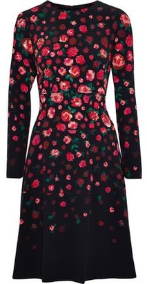 Lela Rose Tiered Floral-Print Crepe Dress
