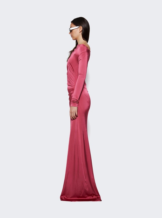 Victoria Beckham Off-shoulder Draped Gown Cerise Pink