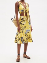 Thumbnail for your product : CALA DE LA CRUZ Vivian Floral-print Linen Midi Skirt - Yellow Print