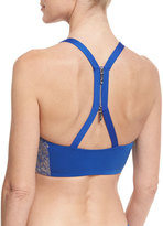 Thumbnail for your product : Carmen Marc Valvo High-Neck Floral-Print Bikini Top, Blue