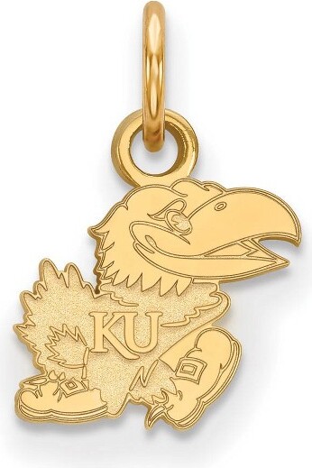 Black Bow Jewelry Co. BlackBowJewelry10kYellowGoldKansasJayhawksNCAAExtraSmallFullRightMascotPendant