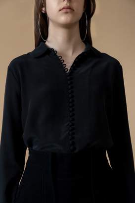 Genuine People Black Silk Button Shirt