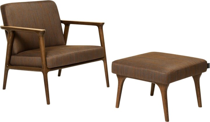 Moooi Zio Lounge Chair In Oray Ray, Copper Seat With Oak Stained Cinnamon Frame