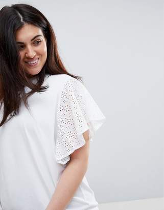 ASOS Curve T-Shirt Dress With Broderie Sleeves